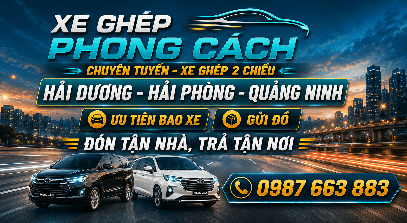 Hình minh họa xe ghép liên tỉnh Phong Cách tại Hải Dương, Hải Phòng và Quảng Ninh